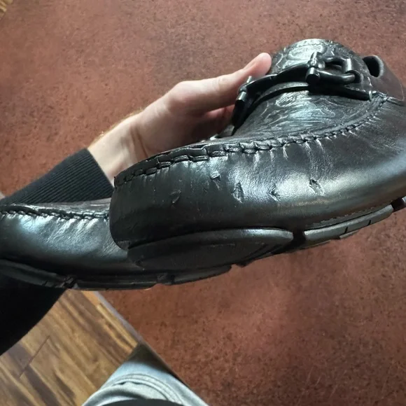 Salvatore Ferragamo Embossed Black Loafers